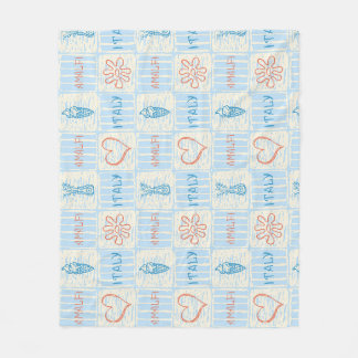 Amalfi stijl blauw en terracotta naadloos patroon fleece deken