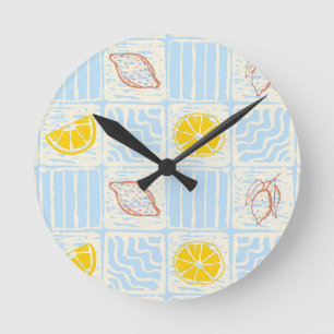 Amalfi stijl naadloos patroon met citroenen ronde klok