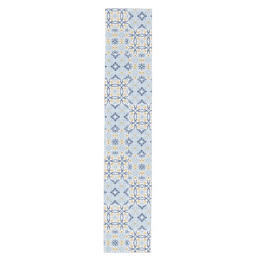Amalfi-tegel blauw geel bruidsdouche  medium tafelloper (Voorkant)