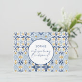 Amalfi Tegel Blue Yellow Bridesmaid proposal Kaart (Staand voorkant)