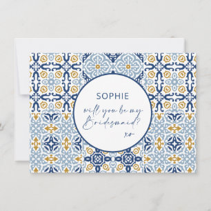 Amalfi Tegel Blue Yellow Bridesmaid proposal Kaart