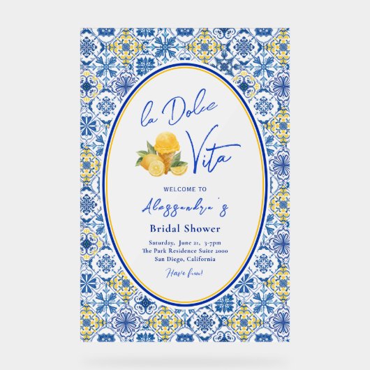 Amalfi Tegels Italiaans Vrijgezellenfeest Acryl Bord (Voorkant)