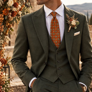 Amalfi Terracotta Blau Gouden Medaillon Foulard Stropdas