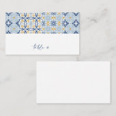 Amalfi Tile Summer Flat Place Card Visitekaartje (Voorkant / Achterkant)