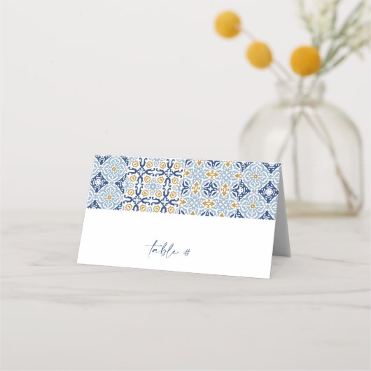 Amalfi Tile Summer Folded Place Card Plaatskaartje (Voorkant)