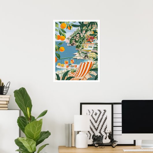 Amalfi Travel Print, Italië Amalfi Coast Wall Art Poster (Thuiskantoor)