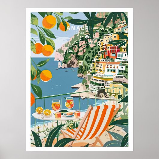 Amalfi Travel Print, Italië Amalfi Coast Wall Art Poster (Voorkant)