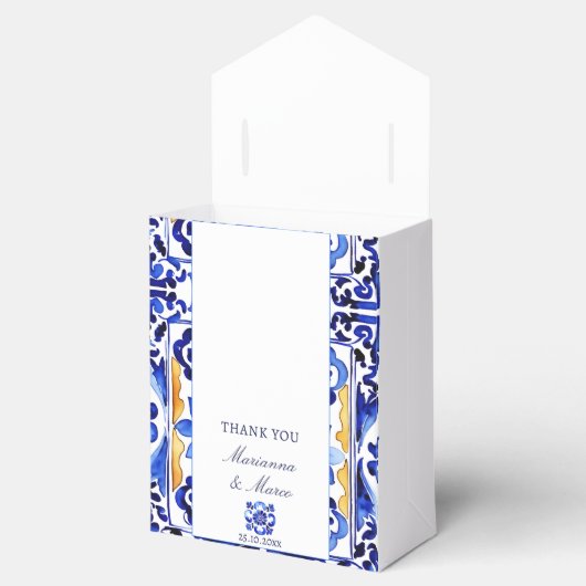 Amalfi Vietri blauw tegel bruiloft gunsten Bedankdoosjes (Geopend)