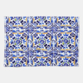 Amalfi Vietri Italiaans blauw tegels Mediterraan Theedoek (Horizontaal)