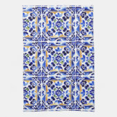 Amalfi Vietri Italiaans blauw tegels Mediterraan Theedoek (Verticaal)