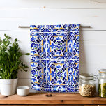 Amalfi Vietri Italiaans blauw tegels Mediterraan Theedoek<br><div class="desc">Amalfi Positano Vietri blue Majolica tegels keukenhanddoeken,  Mediterraan thema blauw wit en geel tegels keukenhanddoeken cadeaus voor haar home decor geschenken</div>