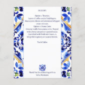 Amalfi Vietri Italiaans blauw tegels menukaart (Achterkant)