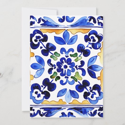 Amalfi Vietri Italiaans blauw tegels verjaardagsfe Kaart (Achterkant)