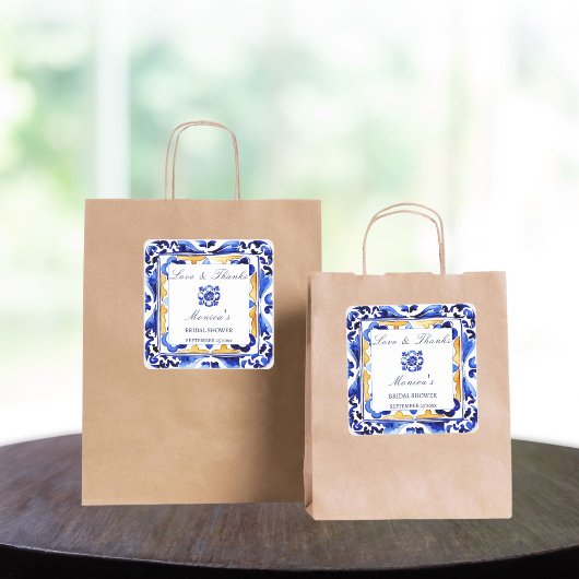 Amalfi Vietri tegels Italiaans bruidsdiner cadeaut Vierkante Sticker