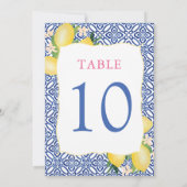 Amalfi Waterverf Citroenblauw Tegel 5x7 Tafelnumme Kaart (Achterkant)