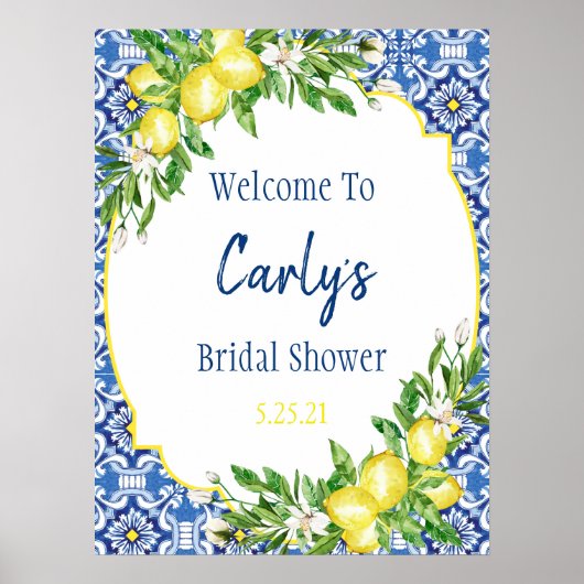 Amalfi Waterverf Lemon douche Welkom Poster (Voorkant)