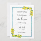 Amalfi waterverf Lemons vintage bruiloft Aankondiging (Voorkant)