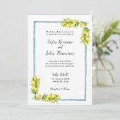 Amalfi waterverf Lemons vintage bruiloft Aankondiging (Staand voorkant)
