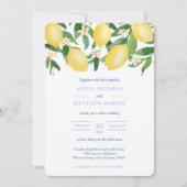 Amalfi Zesty Lemons Blue Tegels Wedding Kaart (Voorkant)
