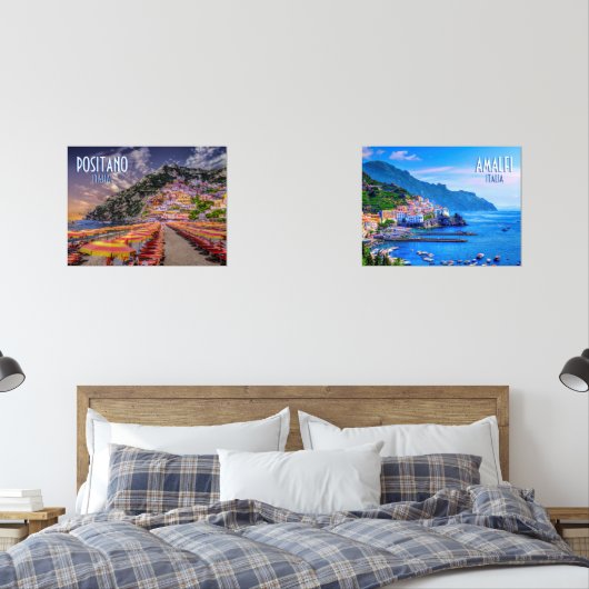 Amalfikust en Positano Italië Reisposter Muurkunst Sets (Slaapkamer)