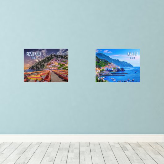 Amalfikust en Positano Italië Reisposter Muurkunst Sets (Houten vloer)