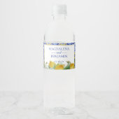 Amalfikust Italiaans Blauw Tegels Citroenen Trouwe Waterfles Etiket (Voorkant)