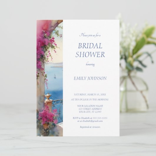 Amalfikust Italië Bougainvillea Vrijgezellenfeest Kaart (Staand voorkant)