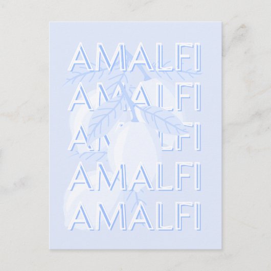 Amalfikust, Italië, Reiskunst, Preppy, Blauw Briefkaart (Voorkant)