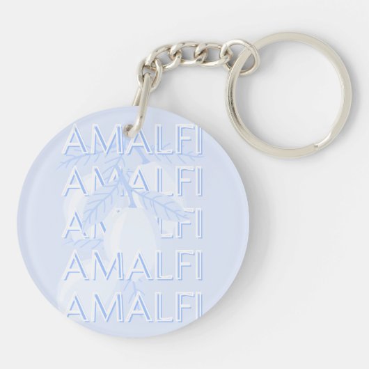 Amalfikust, Italië, Reiskunst, Preppy, Blauw Sleutelhanger (Achterkant)