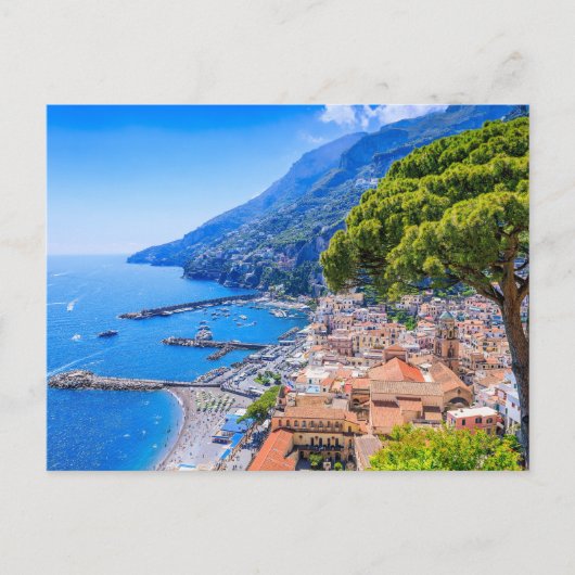 Amalfikust, Italië. Uitzicht van de stad Amalfi. Briefkaart (Voorkant)