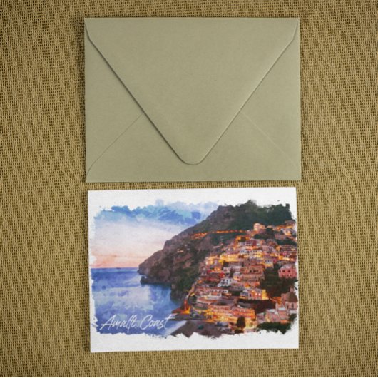 Amalfikust Italië Waterverf Kust Positano Briefkaart