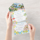 Amalfikust Mediterraan Italiaans Huwelijk All In One Uitnodiging (Afscheurbaar)