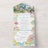 Amalfikust Mediterraan Italiaans Huwelijk All In One Uitnodiging (Binnen)