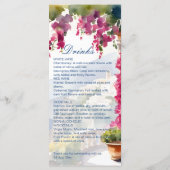 Amalfikust Mediterraan Italiaans vrijgezellenfeest Menu (Achterkant)