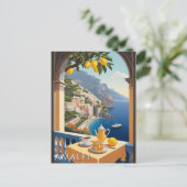 Amalfikust Romantisch landschap Balkon Retro Reize Briefkaart (Staand voorkant)