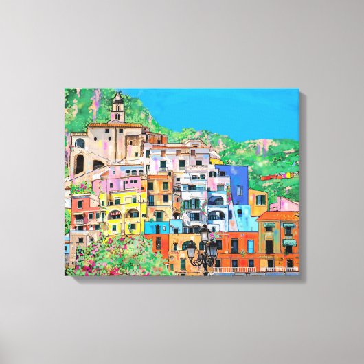 Amalfikust van Italië Traditionele digitale kunst Canvas Afdruk (Voorkant)