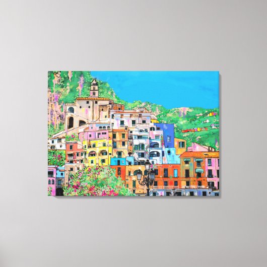Amalfikust van Italië Traditionele digitale kunst Canvas Afdruk (Voorkant)