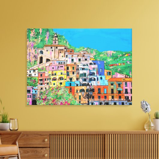 Amalfikust van Italië Traditionele digitale kunst Canvas Afdruk (Insitu (Woonkamer))
