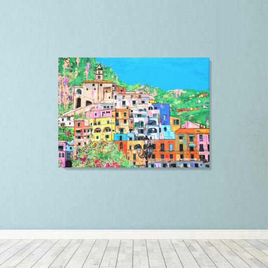 Amalfikust van Italië Traditionele digitale kunst Canvas Afdruk (Insitu (Houten vloer))