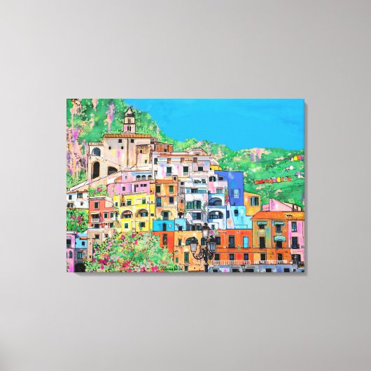 Amalfikust van Italië Traditionele digitale kunst Canvas Afdruk (Voorkant)
