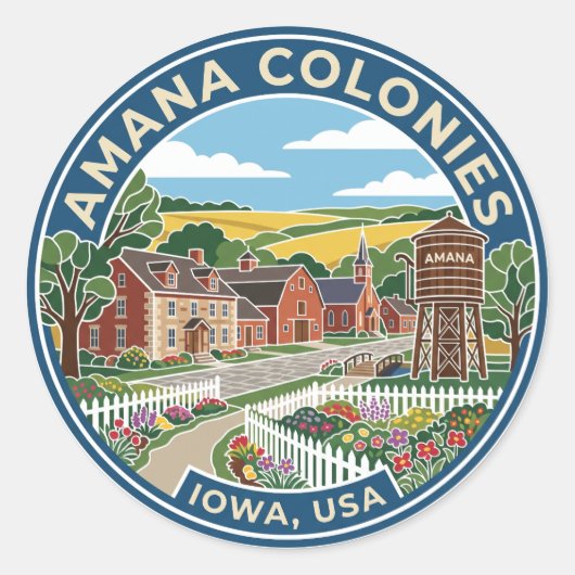 Amana Kolonies VS Ronde Sticker (Voorkant)
