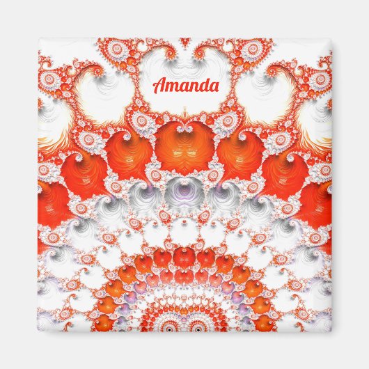 AMANDA ~ Abstract patroon ~ Red Oranje~ Magneet (Voorkant)