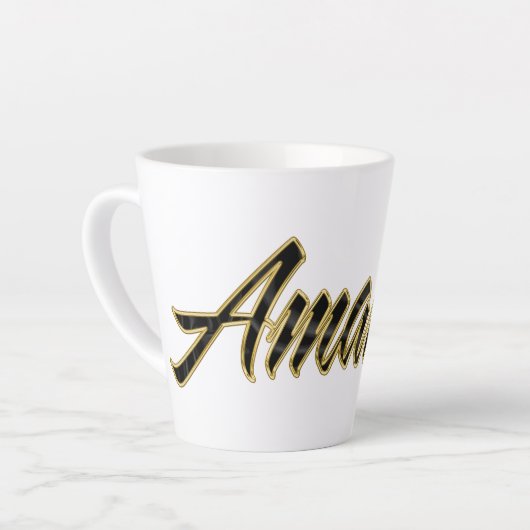 Amanda black gold Lettering Latte Tasse Mok (Linkerhoek)
