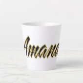 Amanda black gold Lettering Latte Tasse Mok (Voorkant)