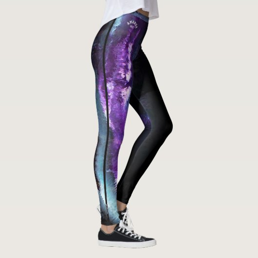 "Amanda" Coach Paars Abstract met strip Leggings (Rechts)