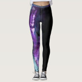 "Amanda" Coach Paars Abstract met strip Leggings (Voorkant)