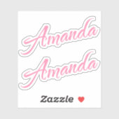 Amanda Decoratieve Naam in Roze x2 Sticker (Vel)