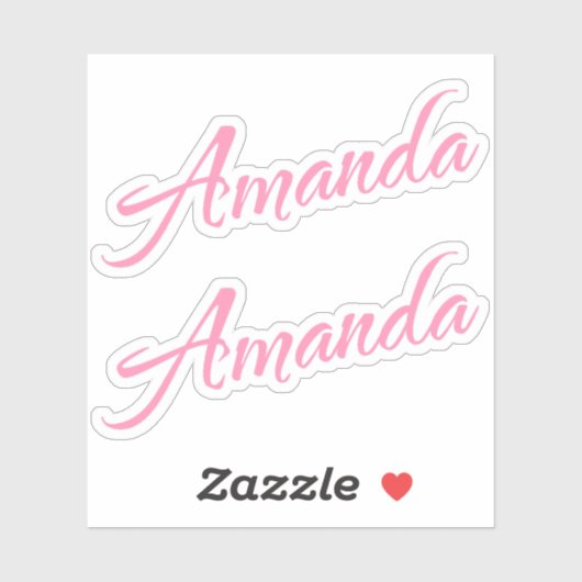 Amanda Decoratieve Naam in Roze x2 Sticker (Vel)