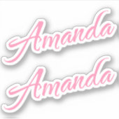 Amanda Decoratieve Naam in Roze x2 Sticker (Voorkant)