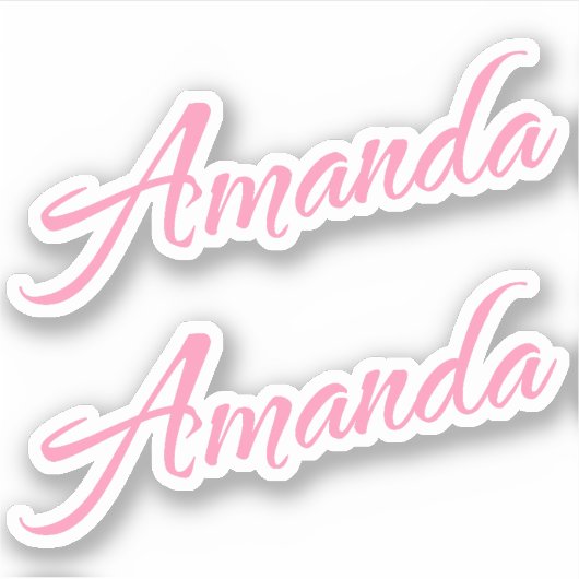 Amanda Decoratieve Naam in Roze x2 Sticker (Voorkant)